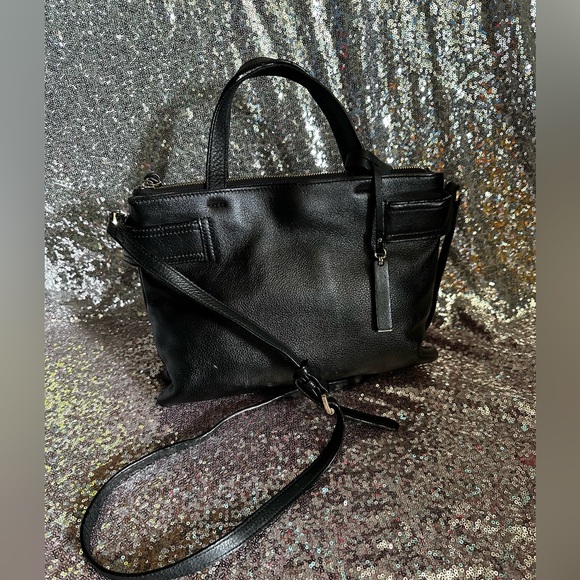 VINCE CAMUTO Black Leather Satchel Crossbody Handbag - Picture 6 of 17